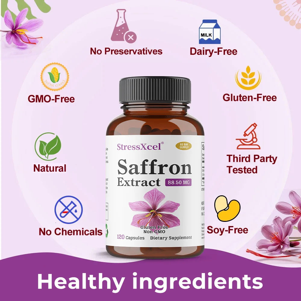 Saffron Extract Capsules, Antioxidant Daily Wellness Supplement, Improve Eye Health, Promotes Blood Circulation & Metabolism
