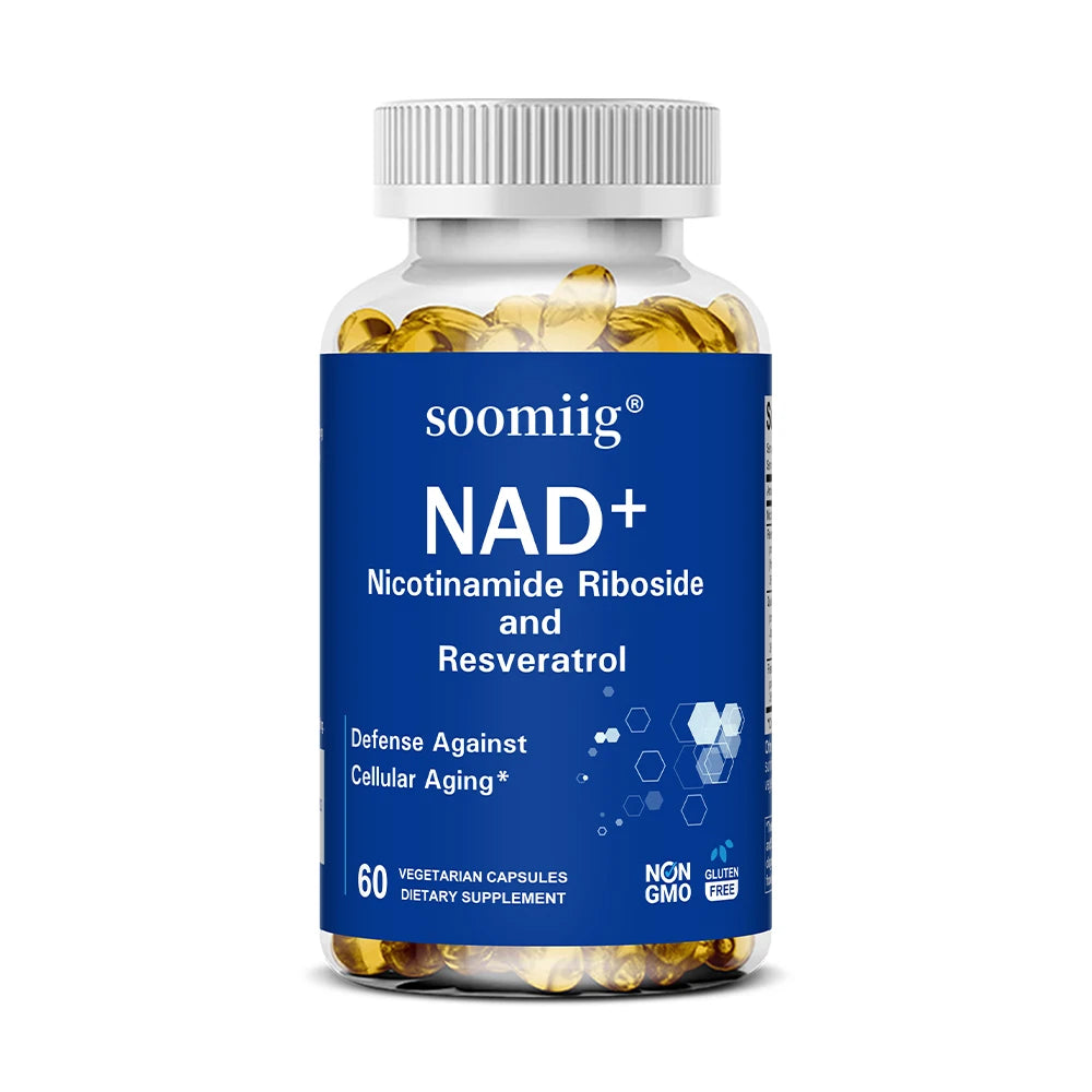 NAD Supplement - with Nicotinamide Riboside & Resveratrol, Natural Energy, Cellular Health, Anti Aging, Enhance Immunity