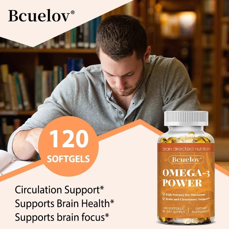 Omega-3 Fish Oil - High-Potency EPA & DHA Supplement for Men & Women, Supports Heart, Joint, Brain Health, Non-GMO, Gluten-Free