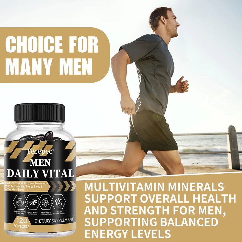 Men's Daily Multivitamin & Mineral Supplement, 22 Essential Nutrients, Supports Energy, Stamina, Immune, Brain & Muscle Health