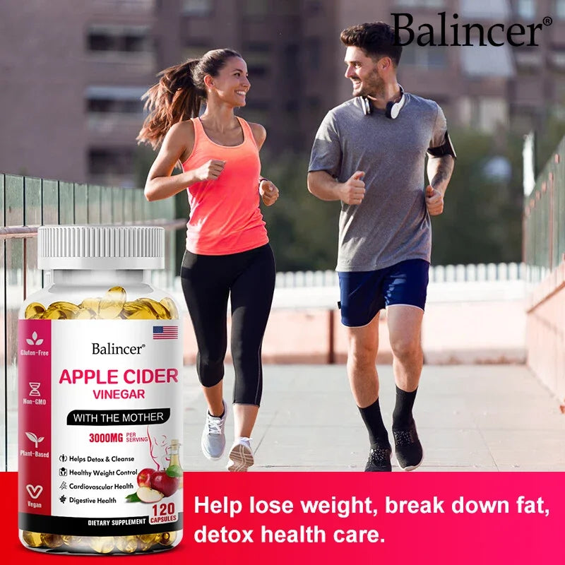 Balincer Apple Cider Vinegar Capsules 3000mg, Detox & Cleanse, Fat Burning, Healthy Weight Management Supplement Non-GMO