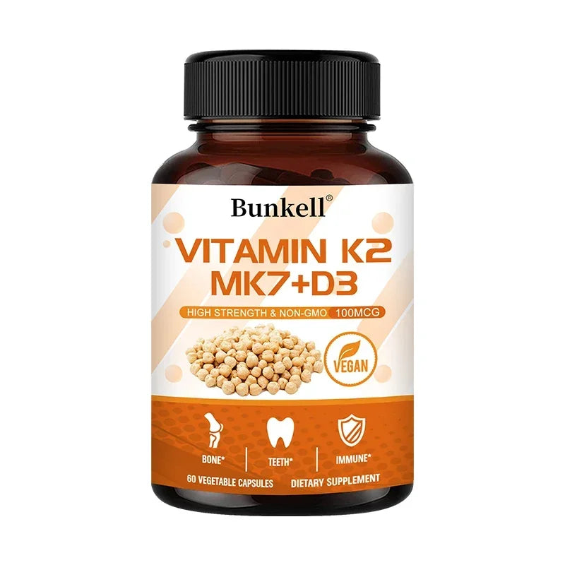 Bunkell Vitamin D3 + K2 Supplement Supports Bone and Dental Health and Enhances Immunity for Men & Women