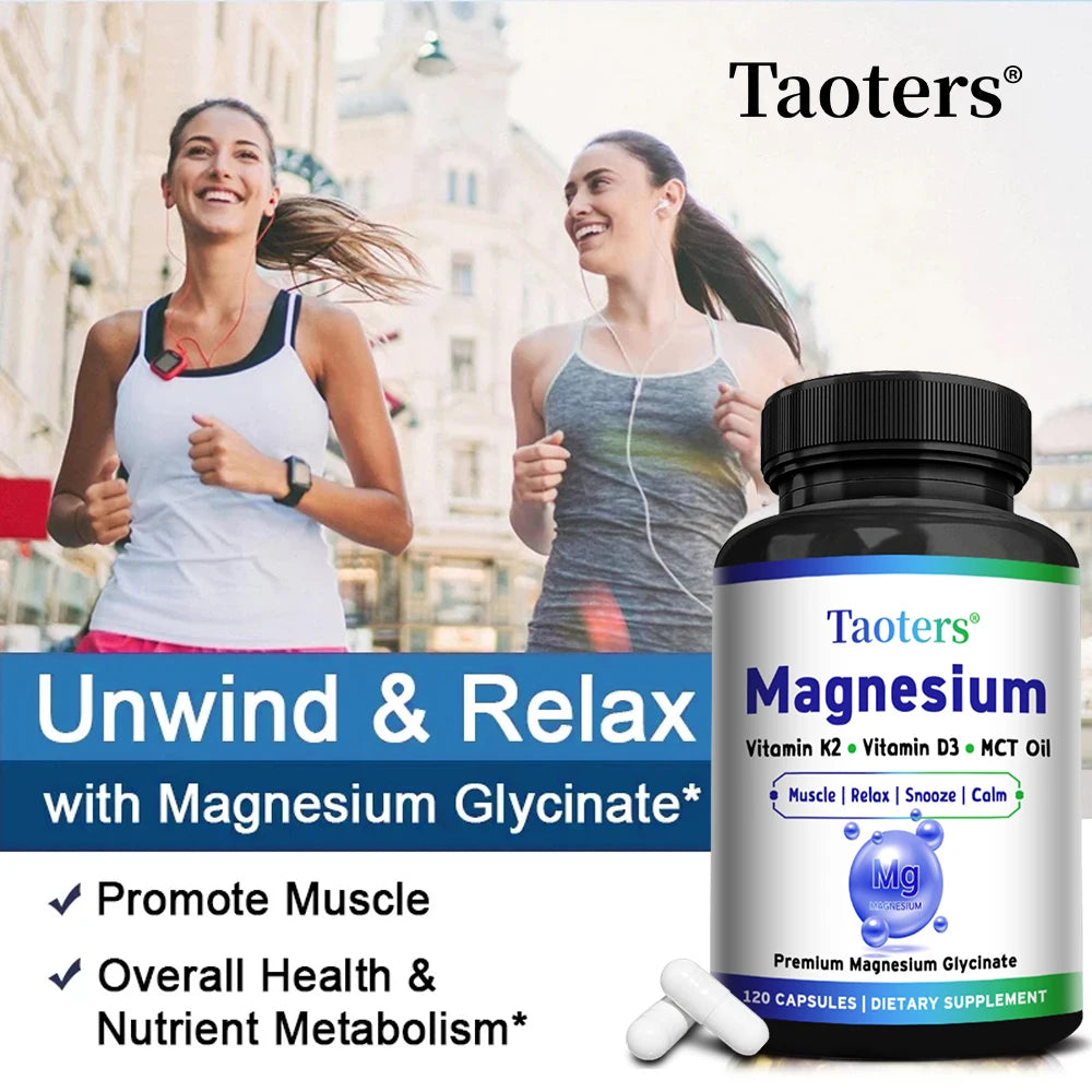 Magnesium Glycinate Capsules - Vitamin K2, D3, Support Bone Joint Wellness, Muscle Recovery, Nerve Mood Balance & Sleep Quality