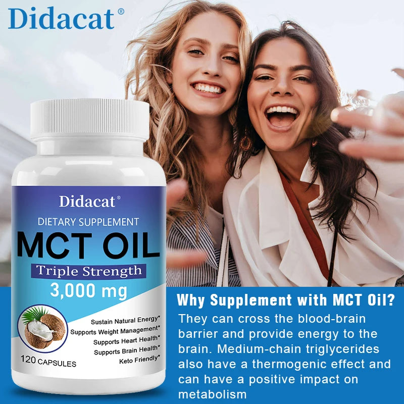 MCT Oil Dietary Supplement, Help Weight Management, Supports Energy, Ketogenesis and Brain Health, Ketogenic Friendly