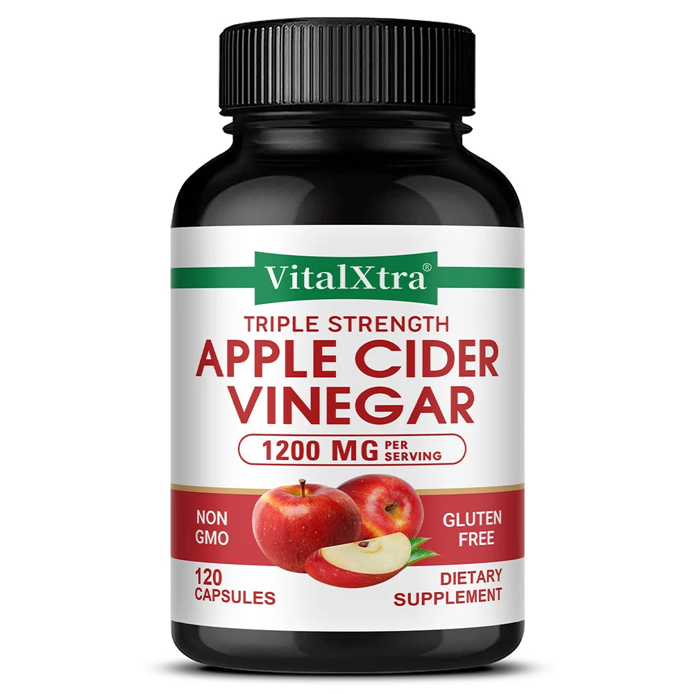 Apple Cider Vinegar Supplement - Promote Metabolism and Digestion, Detox, Gut and Immune Health, 120 Vegan Capsules