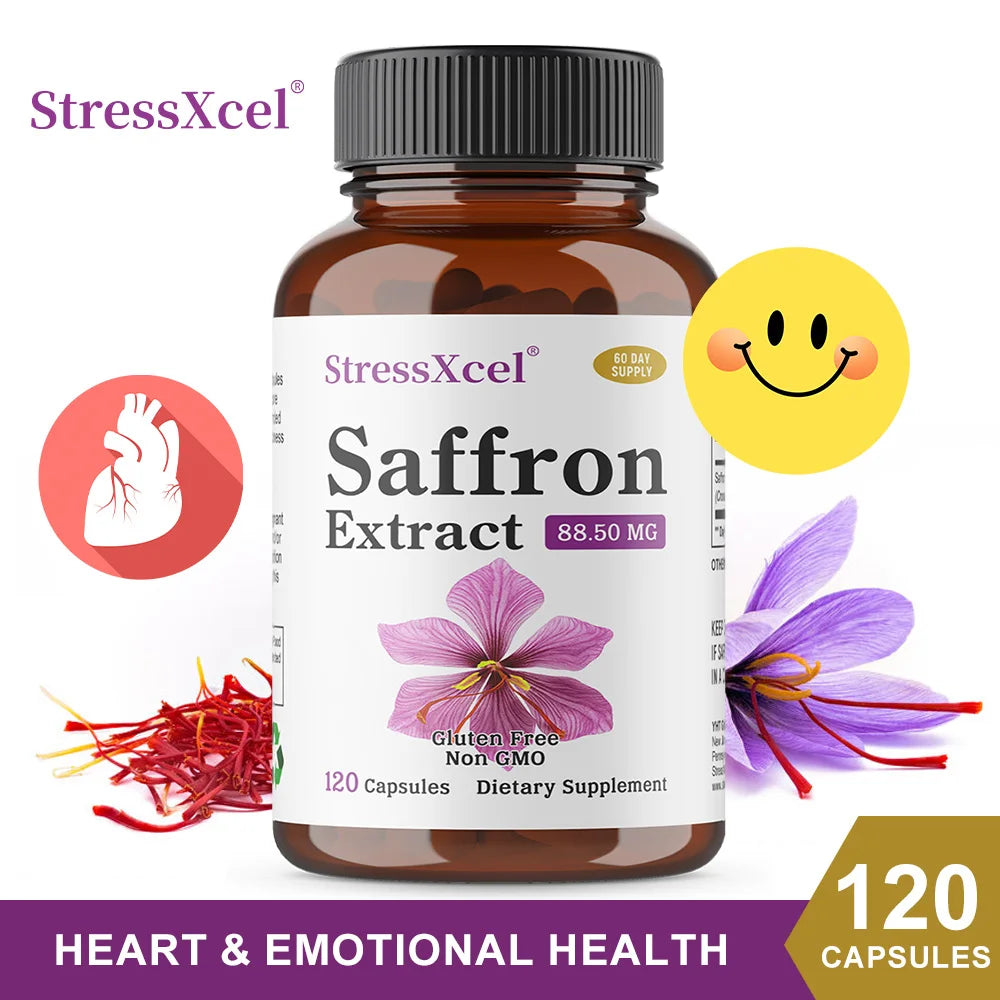 Saffron Extract Capsules, Antioxidant Daily Wellness Supplement, Improve Eye Health, Promotes Blood Circulation & Metabolism