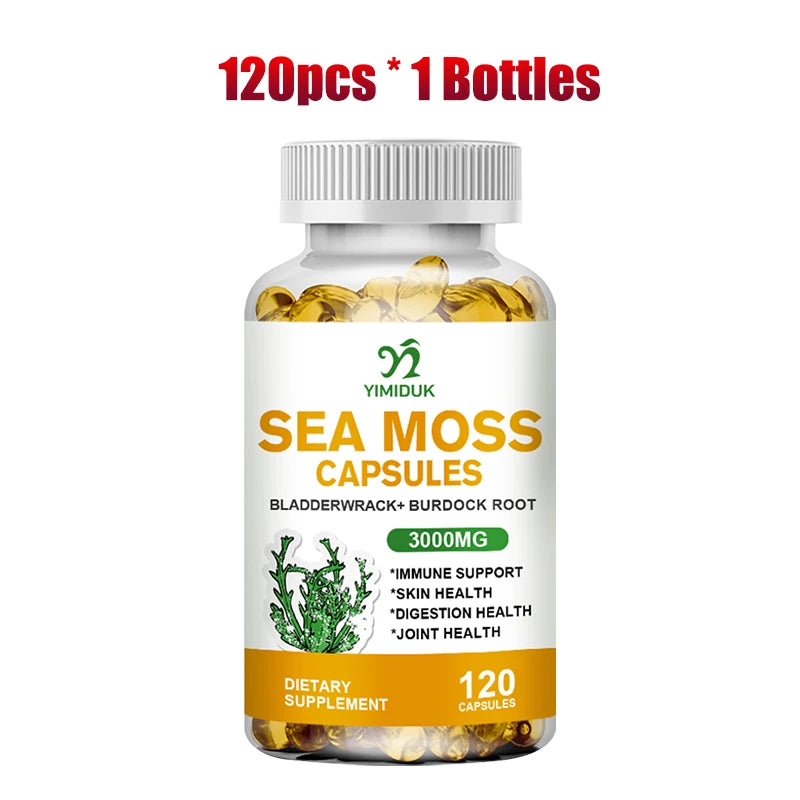 Buy 1 Get 1 Free! Organic Sea Moss Supplement, for Thyroid & Skin Health, Boosts Immunity, Energy & Digestion, GMP Certified