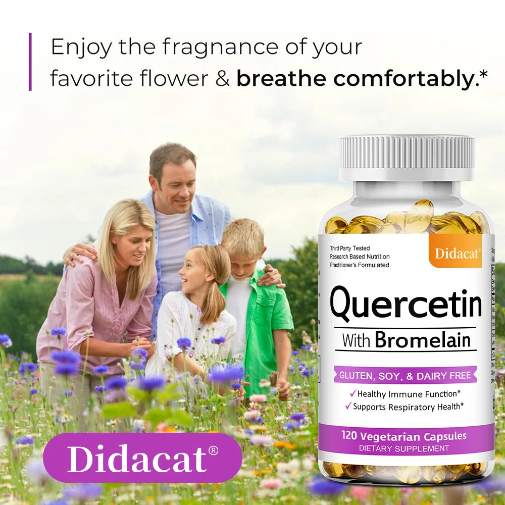 Quercetin with Bromelain Supplement, Enhance Immunity Respiratory, Antioxidant and Help Maintain Cardiovascular Health