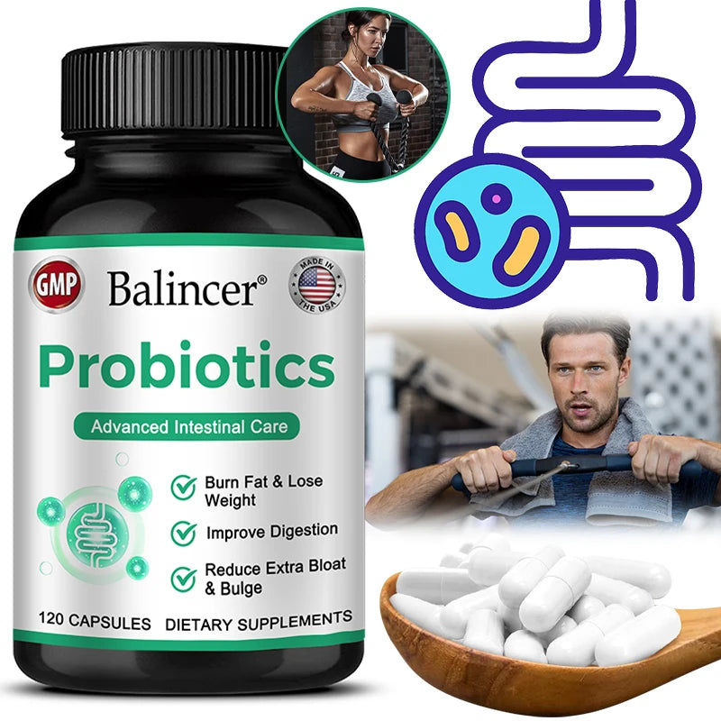 Lactobacillus Probiotic Supplement - Helps Burn Fat Metabolism & Promotes Nutrient Digestion and Gut Health for Adult Men&Women