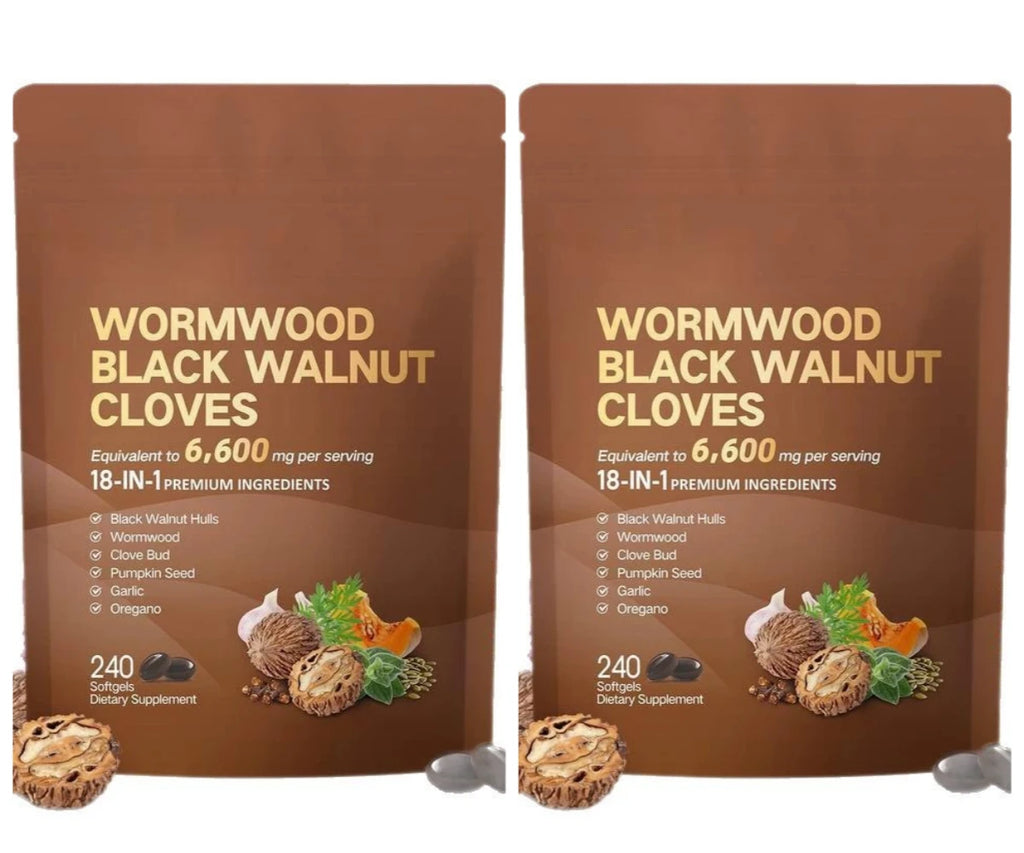 18-in-1 Wormwood Black Walnut Clove Softgels 6600mg Herbal Blend with Garlic Pumpkin Seed Oregano Daily Wellness 240 Softgels