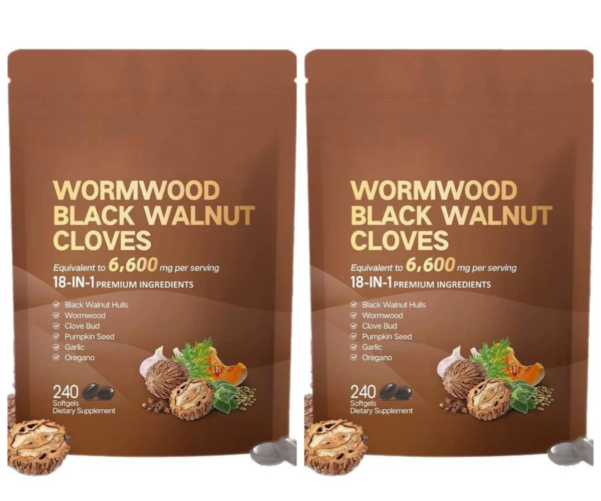 18-in-1 Wormwood Black Walnut Clove Softgels 6600mg Herbal Blend with Garlic Pumpkin Seed Oregano Daily Wellness 240 Softgels