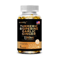 4-in-1 Turmeric and Garlic Supplements with Bioperine 2360 mg, Ginger Root Capsules for Joint, Digestion & Immune Health Support