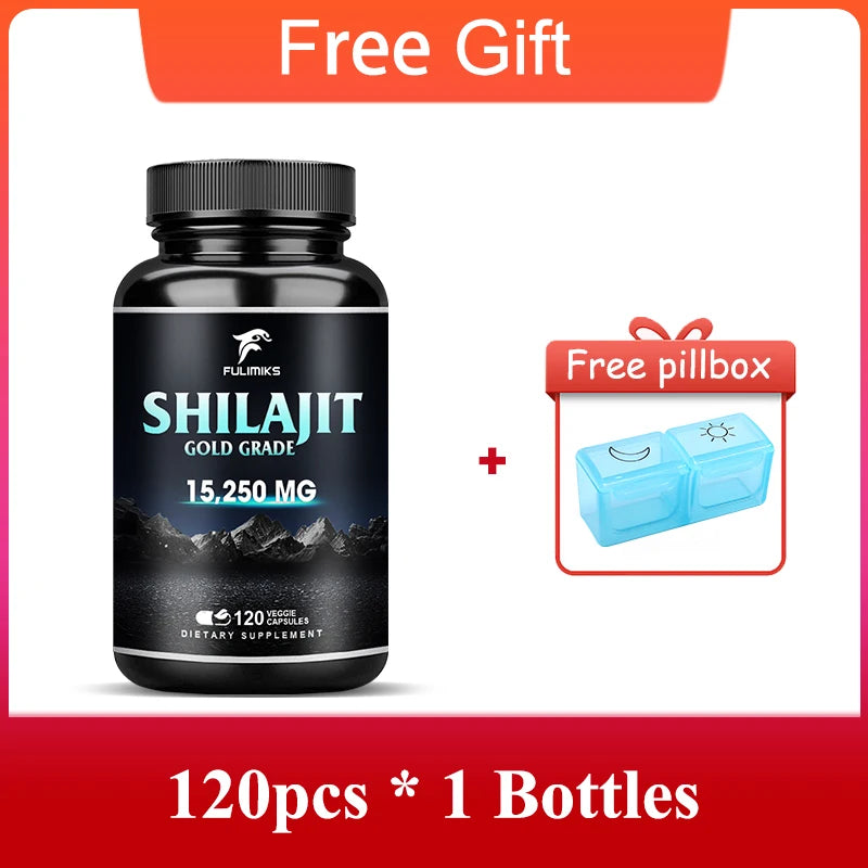 Pure Shilajit Supplement, Immune Support, Support Men and Women's Overall Health, Replenishes Body Minerals, 120 Capsules