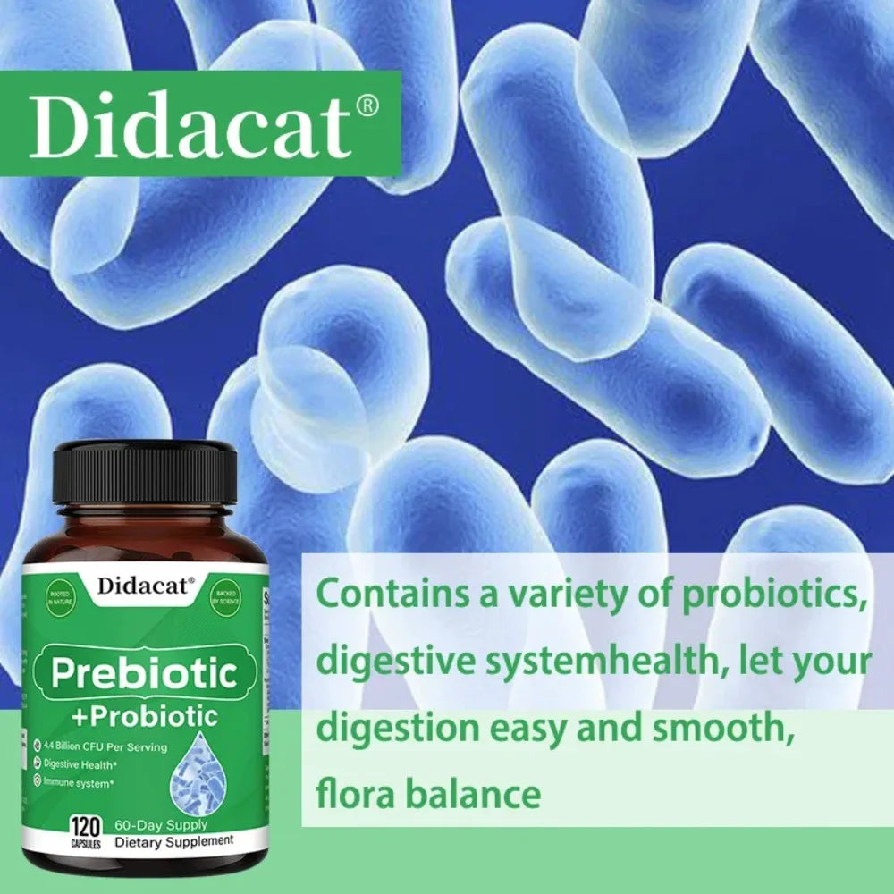 Probiotics & Prebiotics Supplement for Women & Men, Support Digestive Health, Gut Health, Immune System, 120 Capsules