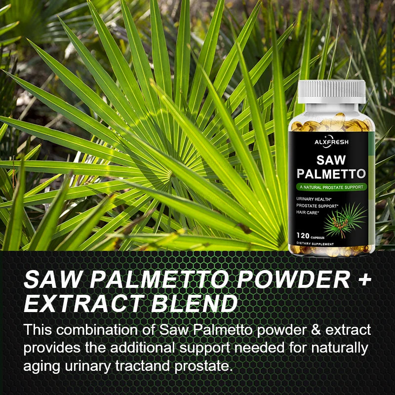 Saw Palmetto Capsules High Potency for Prostate, Urinary Tract ,Bladder Hair Health Supplement