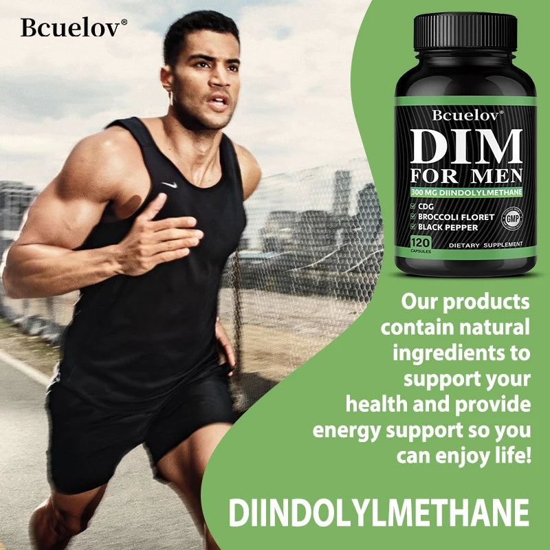 DIM Supplement 120 Capsules with Piperine - Hormone Balance Menopause Prostate Health Metabolism Support, Increase Muscle Mass