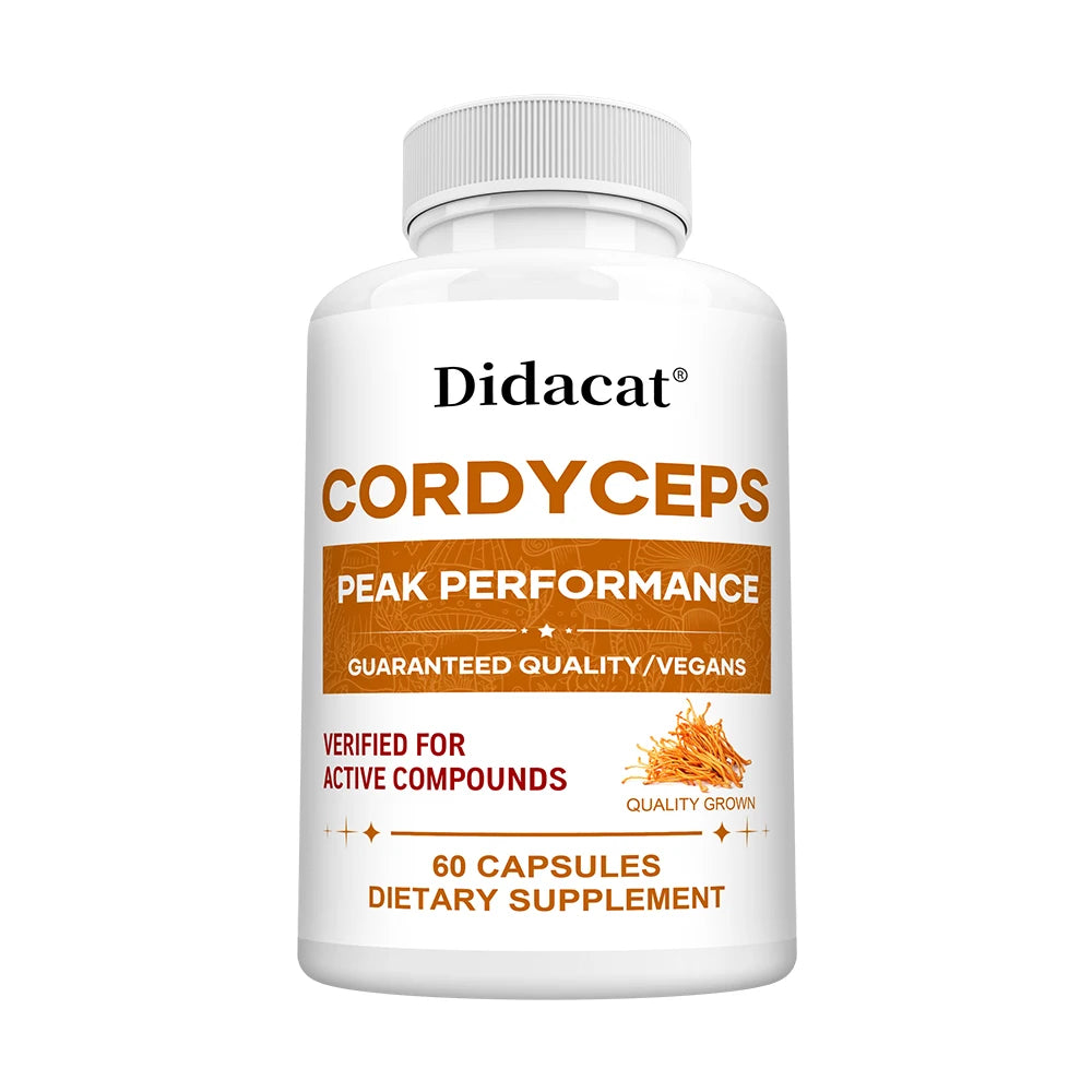 Cordyceps Mushroom Capsules 1000mg, Natural Wellness Supplement, Support Brain, Energy, Stamina, Immune & Cardiovascular Health