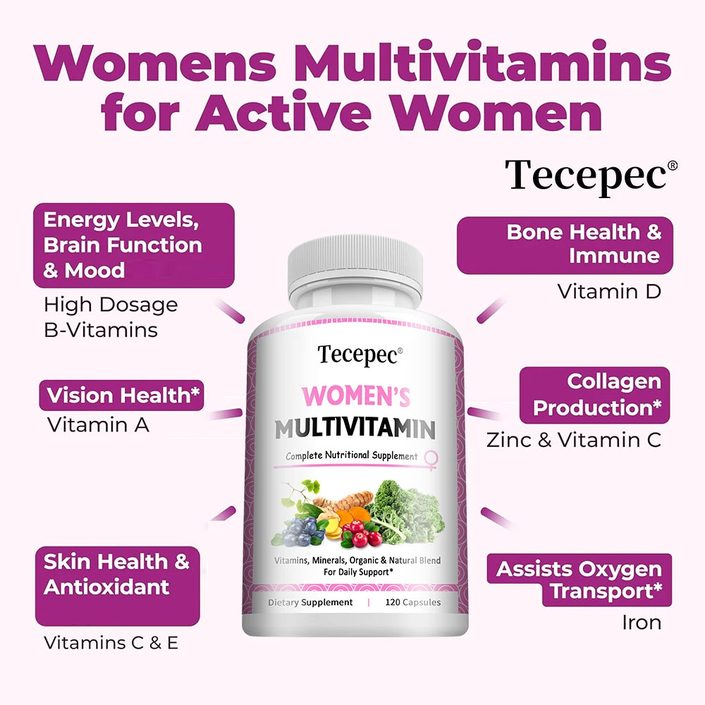 Women's Multivitamin Multimineral Capsules - Magnesium Biotin Calcium Selenium, Supports Skin Nails Joint Bone Immune Energy