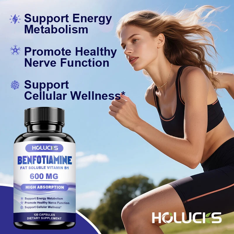 Benfotiamine Capsules, with Fat-Soluble Vitamin B1, Support Nerve Health, Energy Metabolism & Cellular Wellness for Men & Women