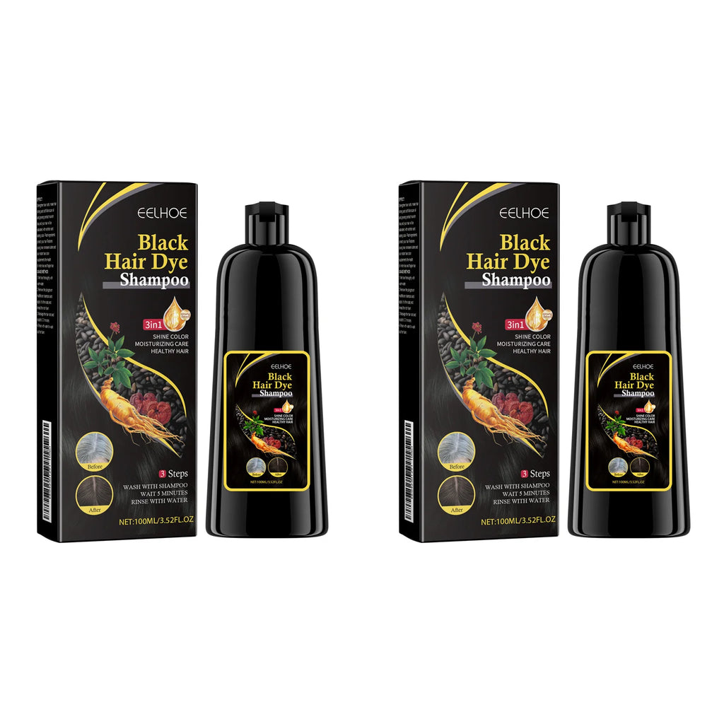 Black Hair Colouring Shampoo 3 in 1 Natural Herbal Essence Instant Colouring Shiny Hair Dye Shampoo Cleaning Nourishing Hair for Covering White