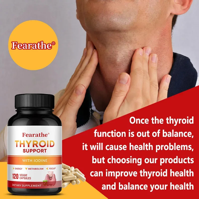 Thyroid Support with Iodine, Improve Your Energy & Mood - Metabolism Booster Thyroid Health Supplement for Women and For Men