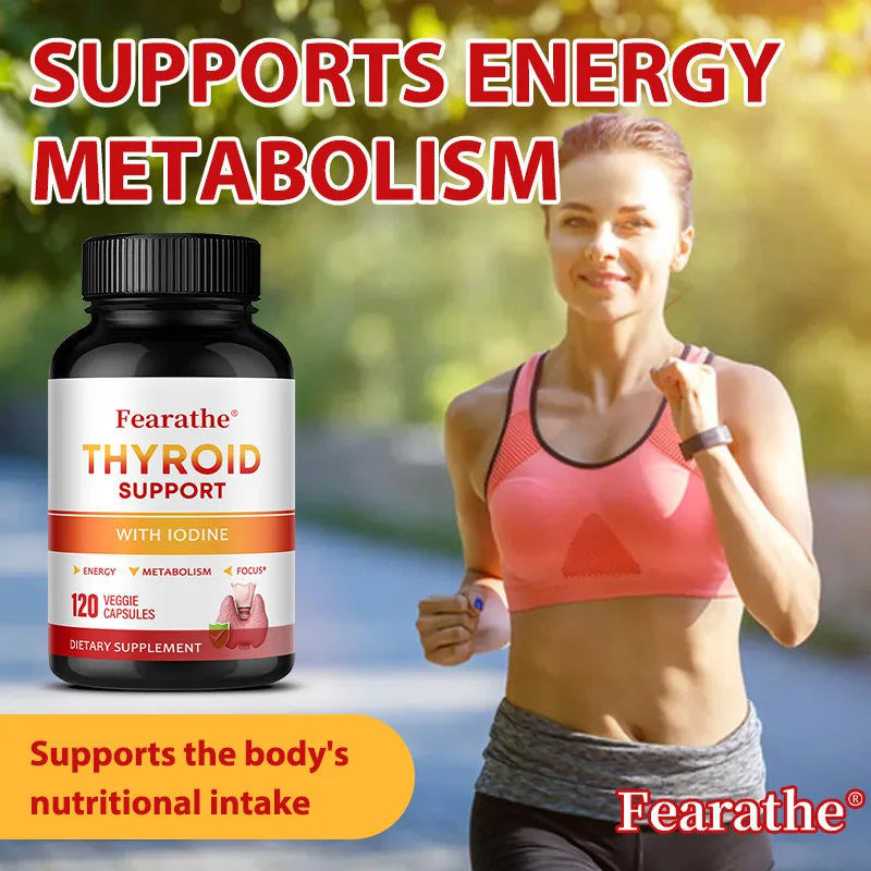 Thyroid Support with Iodine, Improve Your Energy & Mood - Metabolism Booster Thyroid Health Supplement for Women and For Men