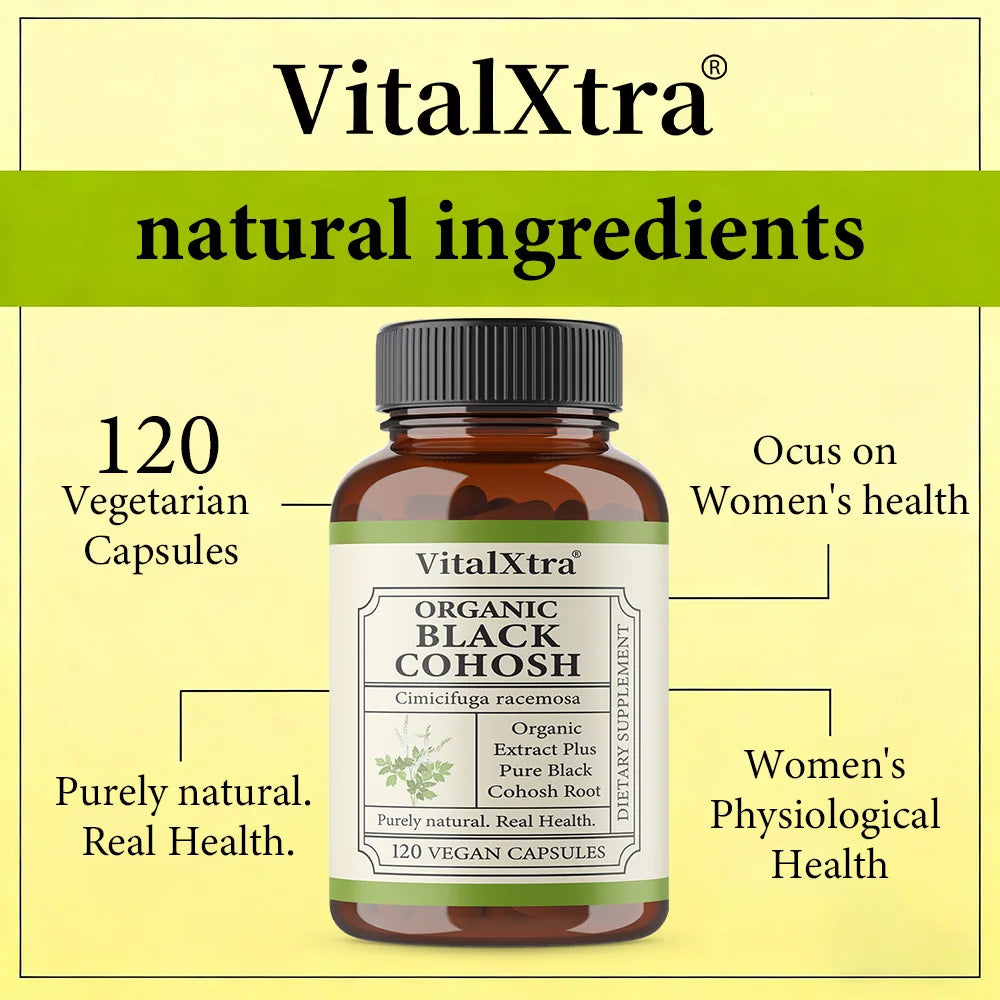 Black Cohosh Supplement, Female Herbal Support, Relieves Menopausal Hot Flashes and Night Sweats, and Improves Sleep Quality