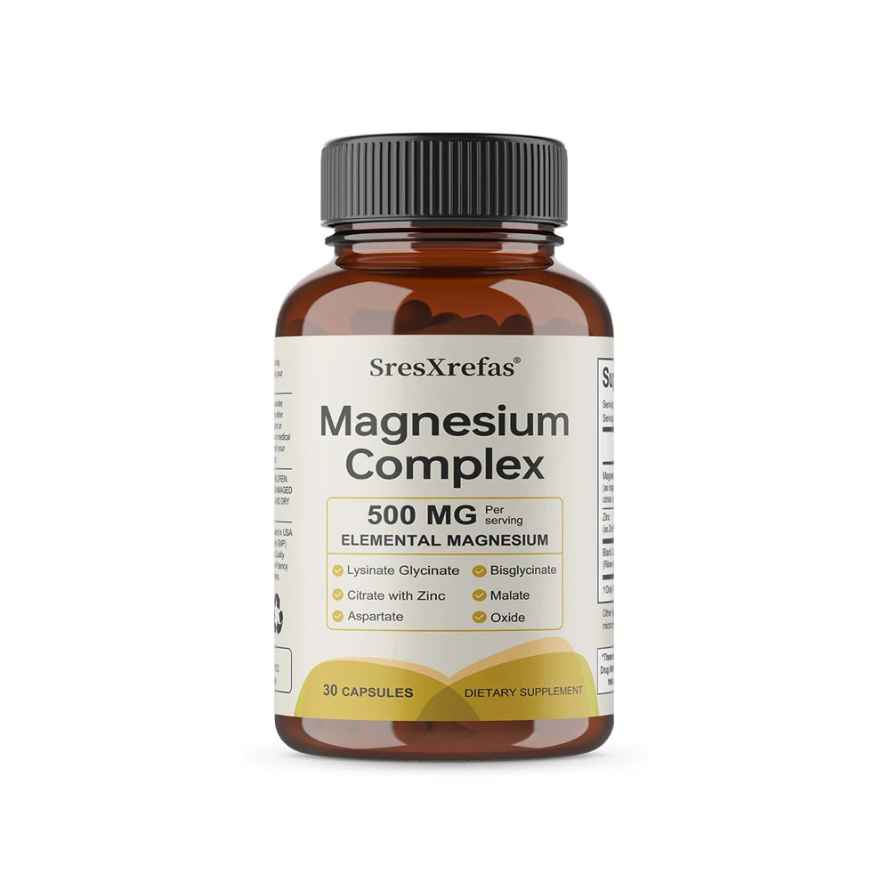 Magnesium Complex 500mg for Women & Men | 6 in 1 Magnesium Supplement with Zinc | Quality Sleep & Muscle Health