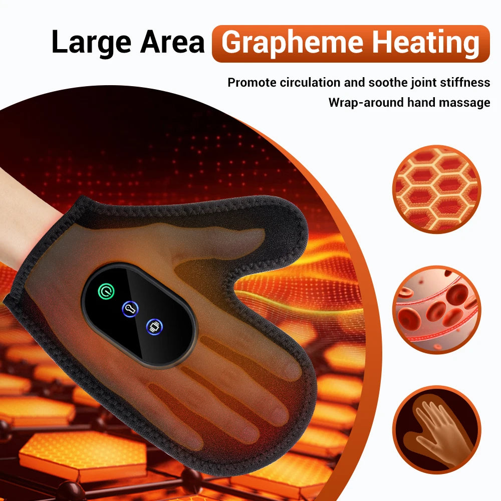 Cordless Heated Glove LED Light Hand Massager Rechargeable Hand Warmer for Wrist Finger Joint Relief Full Wrap Relaxation