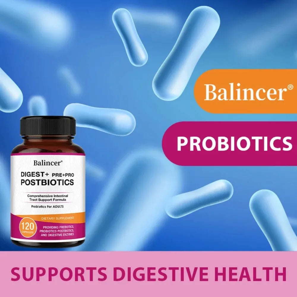 Postbiotics Digestive Enzymes Supplement - Gas & Bloating Relief, Digestion and Intestinal Health for Adults Men and Women