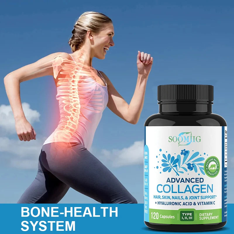 Multi Collagen Capsules, Hydrolyzed Collagen Supplement for Hair Skin Nails Joint & Bone Health, Anti-Aging Antioxidant Support