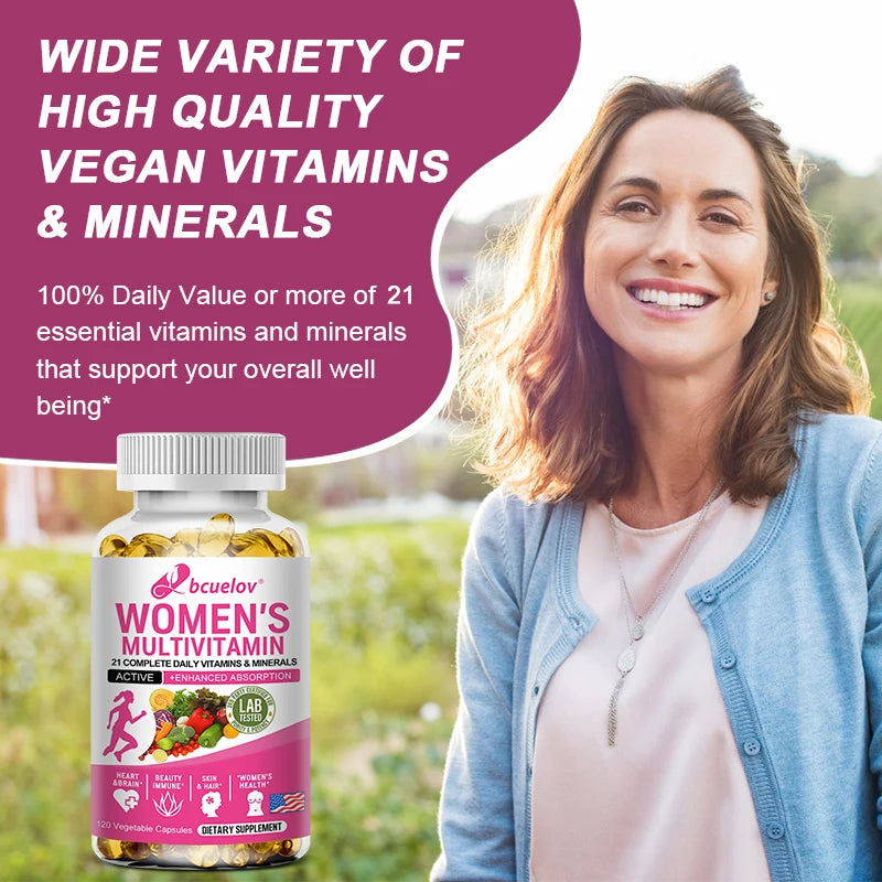 Daily Multivitamin for Women Capsules - Multivitamin and Multimineral Supplement for Skin Hair Health Energy Immune Support
