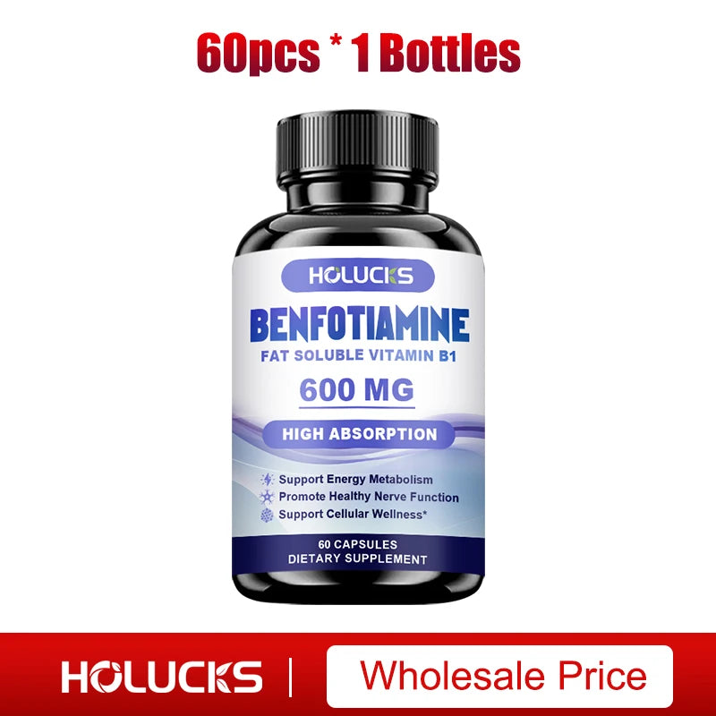 Benfotiamine Capsules, with Fat-Soluble Vitamin B1, Support Nerve Health, Energy Metabolism & Cellular Wellness for Men & Women