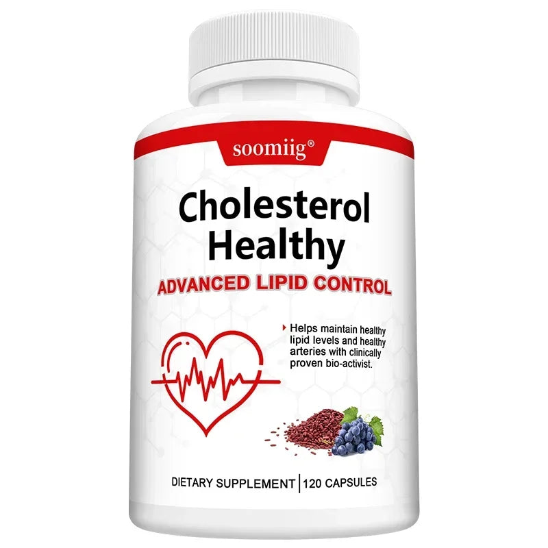 Red Yeast Rice Extract with Grape Seed Supplement Capsules for Heart Health Support - Skin & Eye Wellness, Vegan Friendly