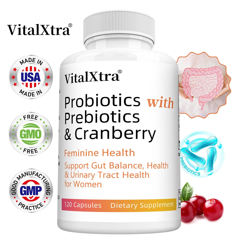 Women’s Probiotic -  Contains Prebiotic Cranberry, Improves Intestinal Health, Improves Digestion, and Relieves Bloating and Gas
