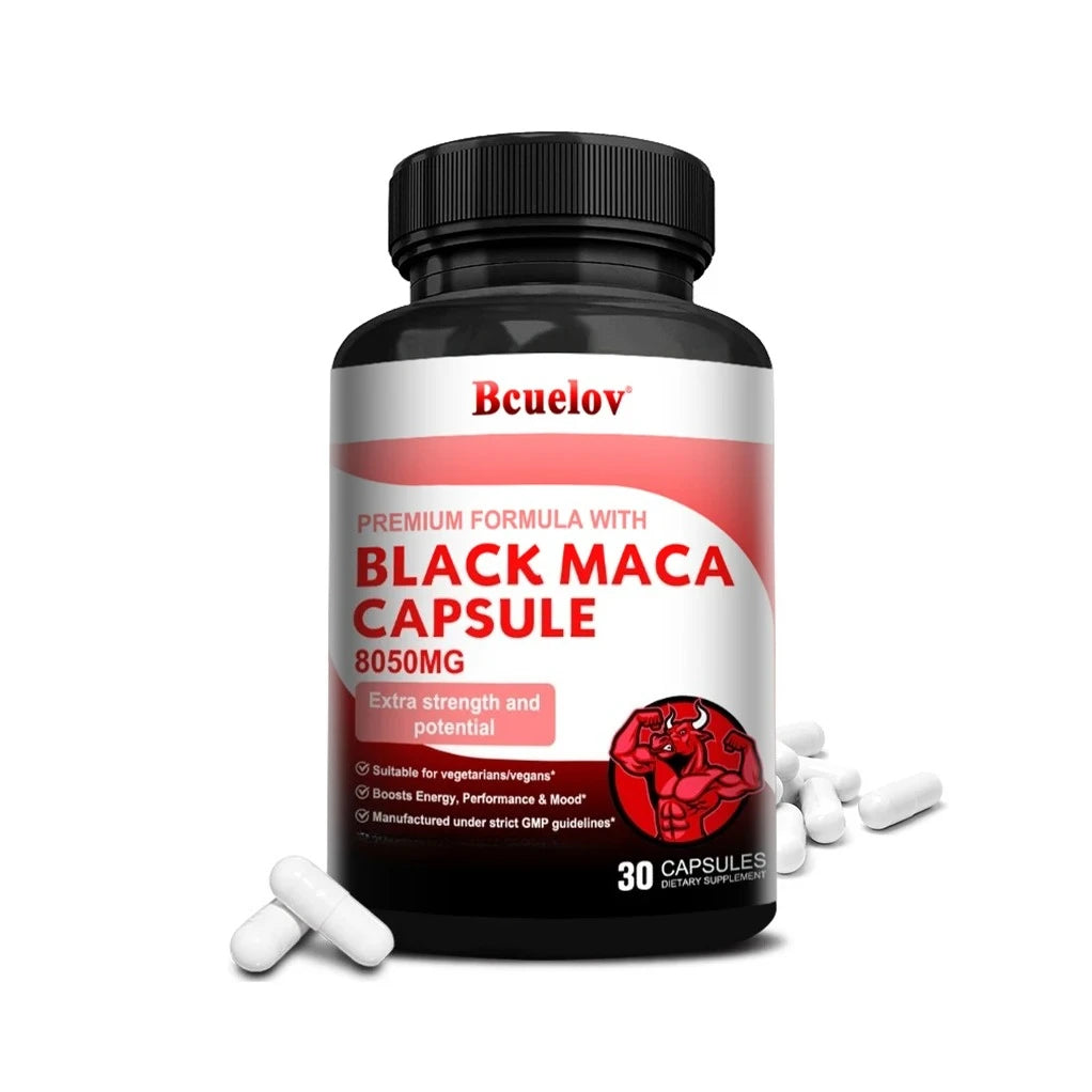 Powerful Black Maca Supplement for Men and Women, Improve Energy, Endurance, Muscle Mass Health, Maca Root Vegan Capsule