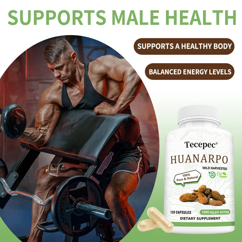 Huanarpo Capsules 1000mg, 120 Vegan Capsules, Natural Energy, Stamina & Vitality Supplement, Supports Male Health, Non-GMO
