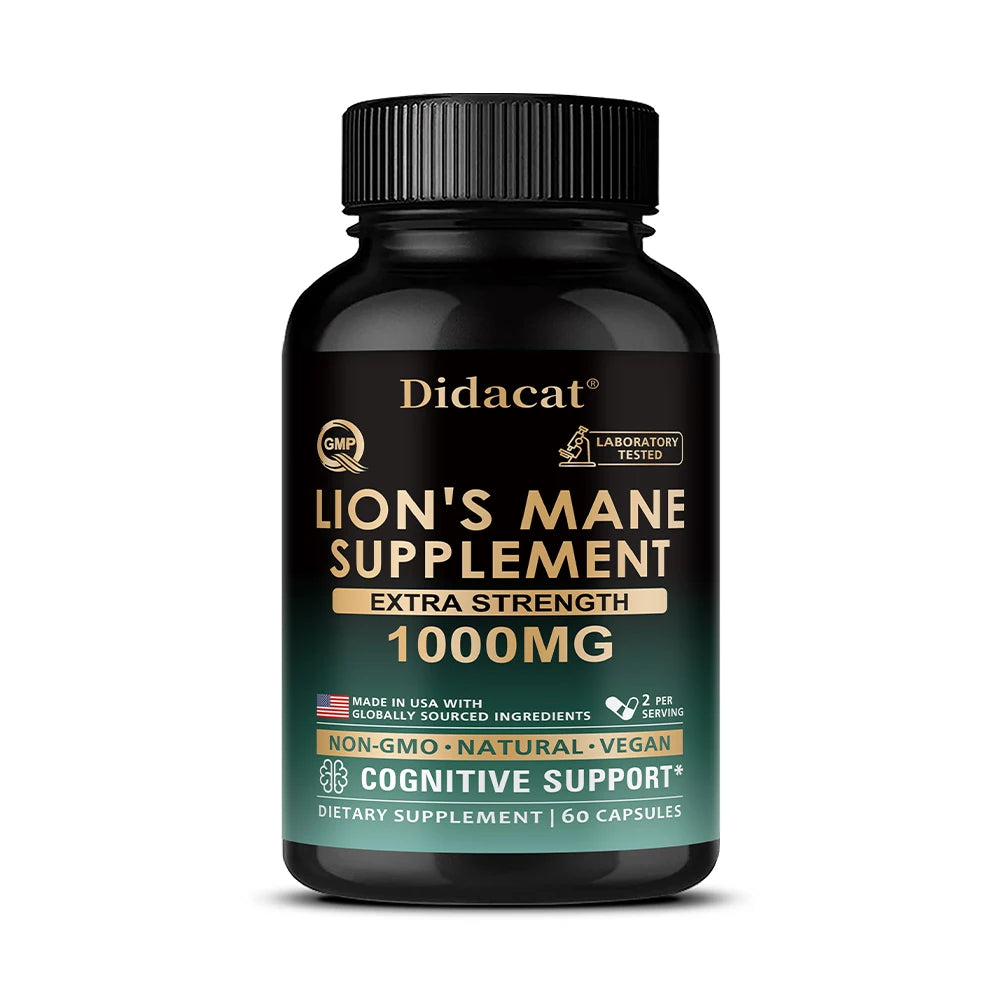 Lion's Mane Mushroom Capsules, Brain Wellness Supplement, Support Memory, Focus, Nerve Health, Mood, Energy & Immune Balance