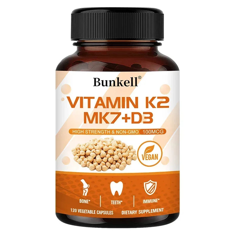 Bunkell Vitamin D3 + K2 Supplement Supports Bone and Dental Health and Enhances Immunity for Men & Women