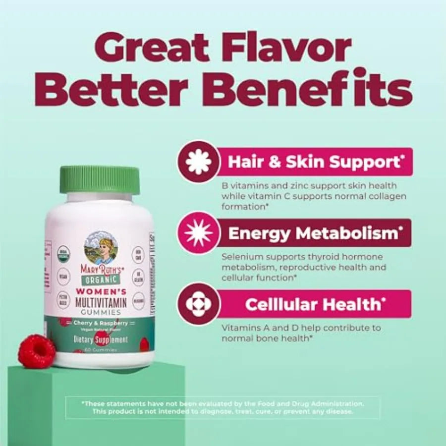 Multivitamin Gummies for Women Ages 14+ Immune Support Hair and Skin Health Reproductive Health Vitamin A C D E B6 B12 Biotin Z