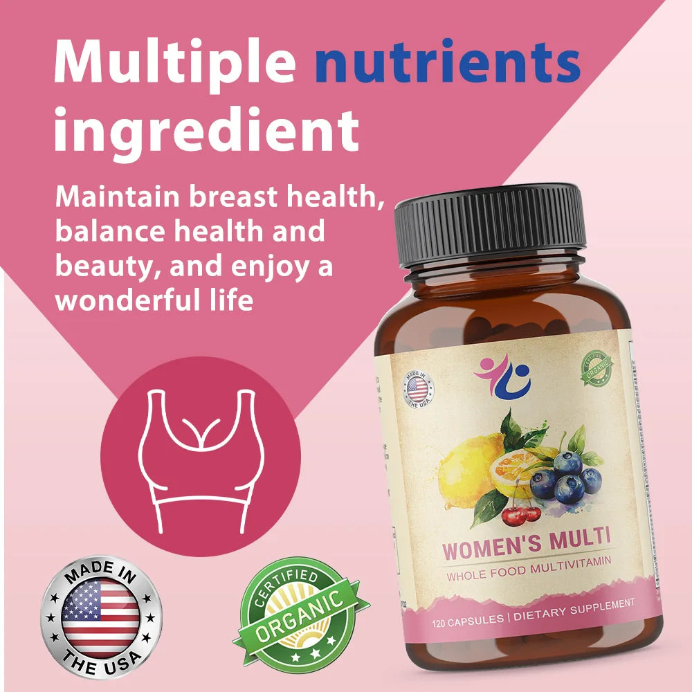Women’s Multivitamin Capsules with Vitamin A C D E K & Full B Complex, Supports Immunity, Bone, Heart, Skin, Hair & Nails Health