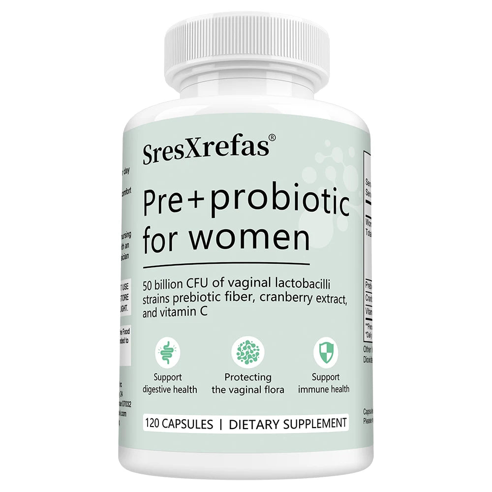 Pre+probiotic Capsules for Women, with Vitamin C, Cranberry Extract, Support Digestive Health, Protecting The Vaginal Flora