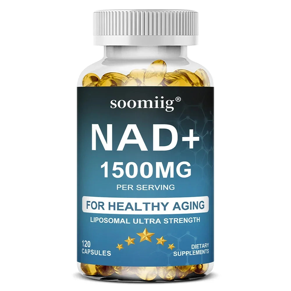 NAD+ Supplement-with Trans-Resveratrol, Support Skin Health, Cell Repair, Brain Cognition, Anti-Aging, Antioxidant, 120 Capsules