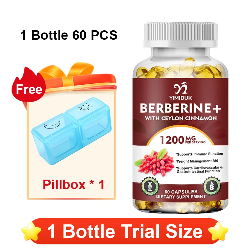 Premium Berberine + Ceylon Cinnamon Supplement, Supports Cardiovascular Health, Glucose Balance, Immunity & Digestive Wellness
