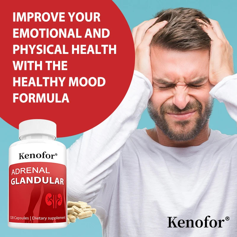 Adrenal Support Supplements, Supports Cortisol Health & Energy Levels, Stress Relief & Immune System, 120 Capsules, Non-GMO
