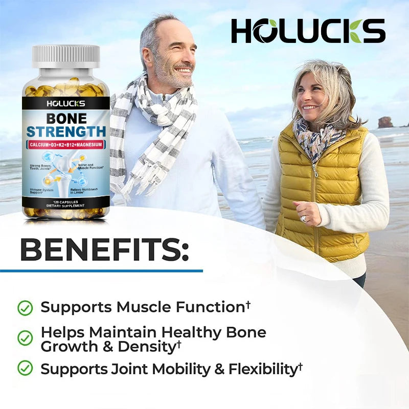 Calcium & Magnesium Supplement with Vitamin D3 K2, Supports Bone Density, Muscle Function, Joint Flexibility & Long-Term Health