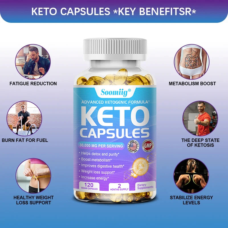 Keto Capsules Supplement for Keto Diet, Boost Fat Metabolism, Weight Management, Detoxification, Energy & Mental Focus
