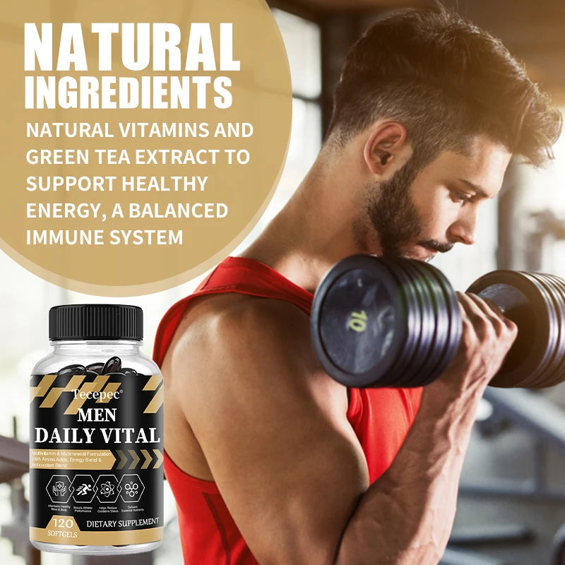 Men's Daily Multivitamin & Mineral Supplement, 22 Essential Nutrients, Supports Energy, Stamina, Immune, Brain & Muscle Health