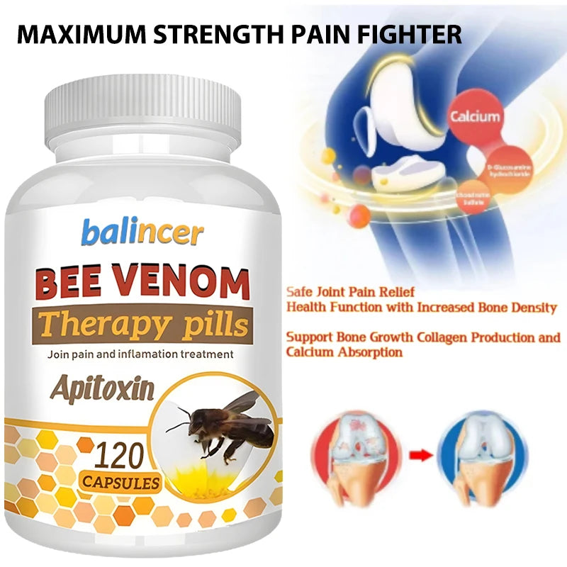 Premium Bee Venom Extract Capsules, Immune Boosting, Antioxidant, Joint and Bone Supplement, Non-GMO, 120 Capsules