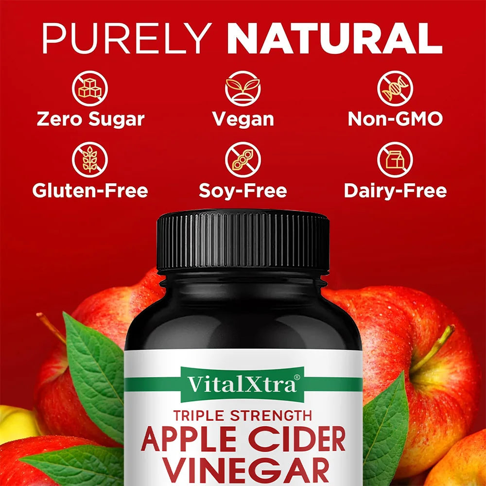Apple Cider Vinegar Supplement - Promote Metabolism and Digestion, Detox, Gut and Immune Health, 120 Vegan Capsules